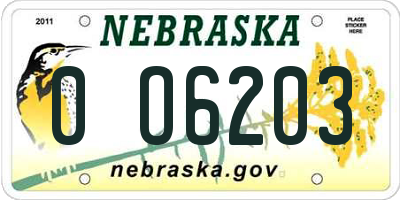 NE license plate 0O6203