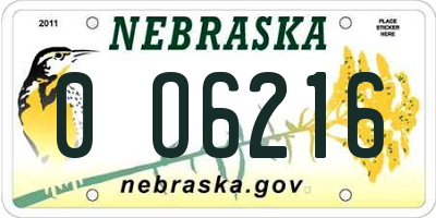 NE license plate 0O6216
