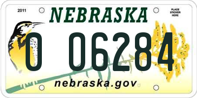 NE license plate 0O6284