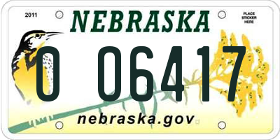 NE license plate 0O6417