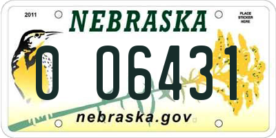 NE license plate 0O6431