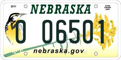NE license plate 0O6501