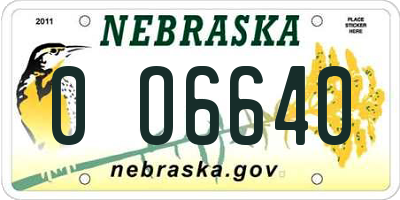 NE license plate 0O6640