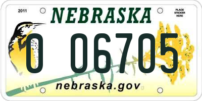 NE license plate 0O6705