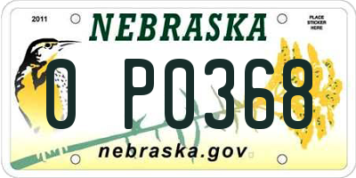 NE license plate 0P0368