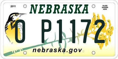 NE license plate 0P1172
