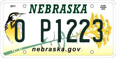 NE license plate 0P1223