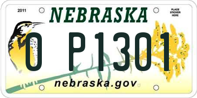 NE license plate 0P1301