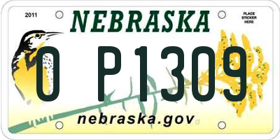 NE license plate 0P1309