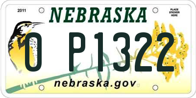 NE license plate 0P1322
