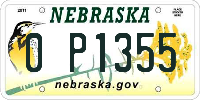 NE license plate 0P1355