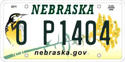 NE license plate 0P1404
