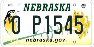 NE license plate 0P1545