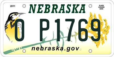 NE license plate 0P1769