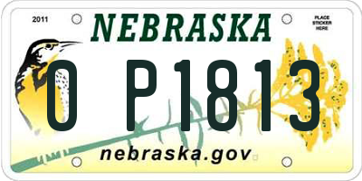 NE license plate 0P1813