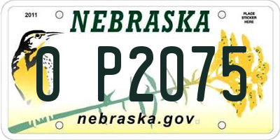 NE license plate 0P2075