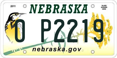 NE license plate 0P2219