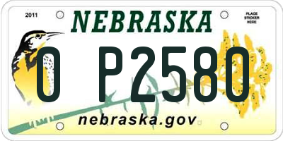 NE license plate 0P2580