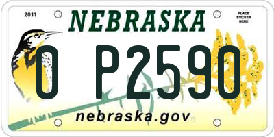 NE license plate 0P2590