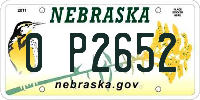 NE license plate 0P2652