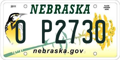NE license plate 0P2730