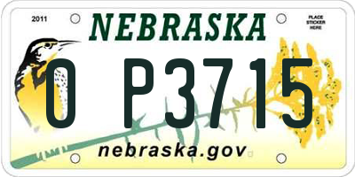 NE license plate 0P3715