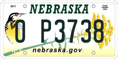 NE license plate 0P3738