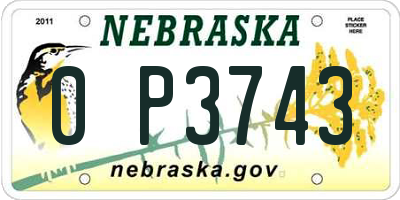 NE license plate 0P3743