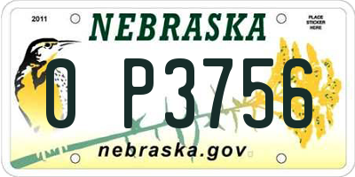 NE license plate 0P3756