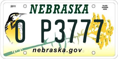 NE license plate 0P3777