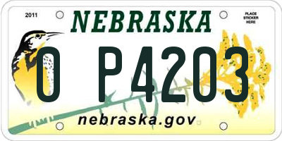 NE license plate 0P4203