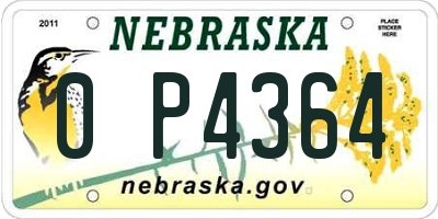 NE license plate 0P4364