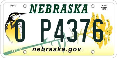 NE license plate 0P4376