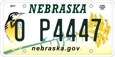 NE license plate 0P4447