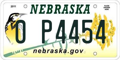 NE license plate 0P4454