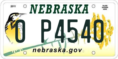 NE license plate 0P4540