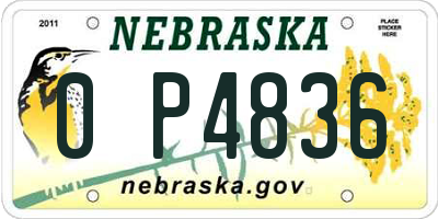 NE license plate 0P4836