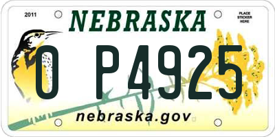 NE license plate 0P4925