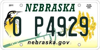 NE license plate 0P4929
