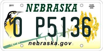 NE license plate 0P5136