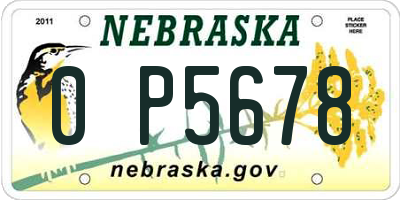 NE license plate 0P5678