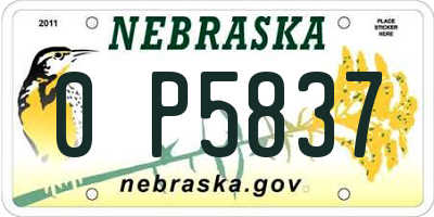 NE license plate 0P5837