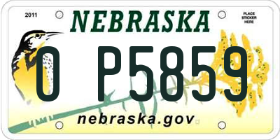 NE license plate 0P5859