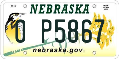 NE license plate 0P5867