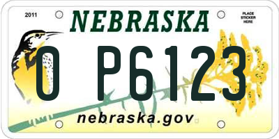 NE license plate 0P6123