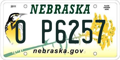 NE license plate 0P6257