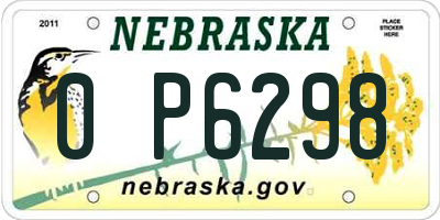 NE license plate 0P6298