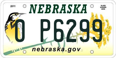 NE license plate 0P6299