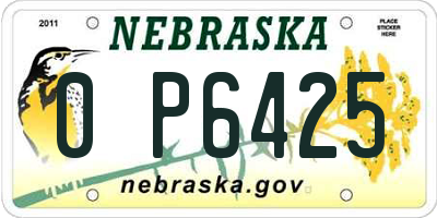 NE license plate 0P6425