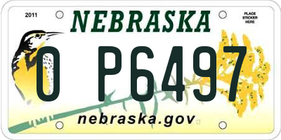 NE license plate 0P6497